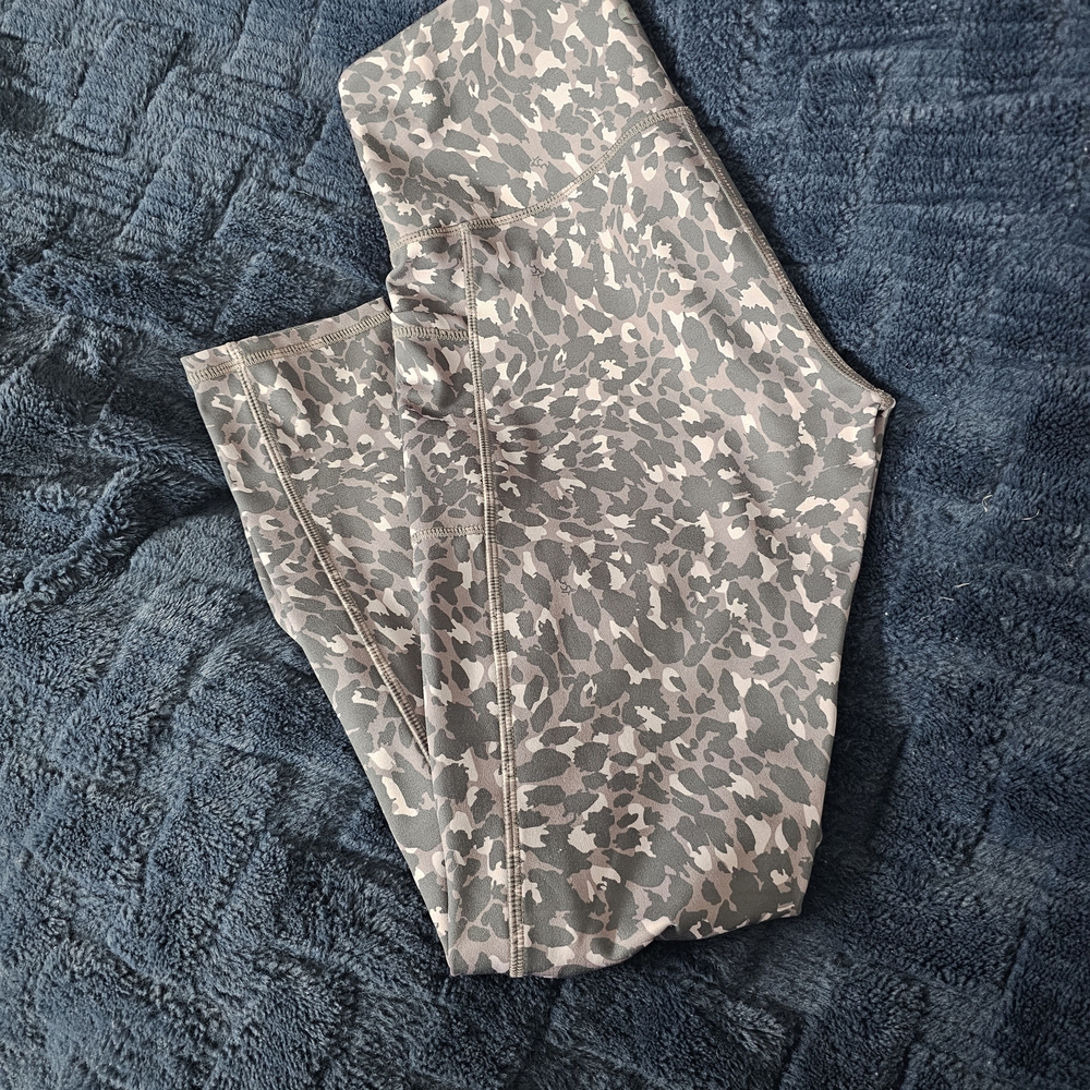 High-Waist Camouflage Print Women's Leggings - Gray